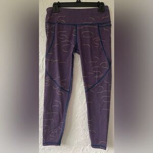 Sweaty Betty Power Pocket Workout 7/8 Length Leggings Purple Lines; size 8-10